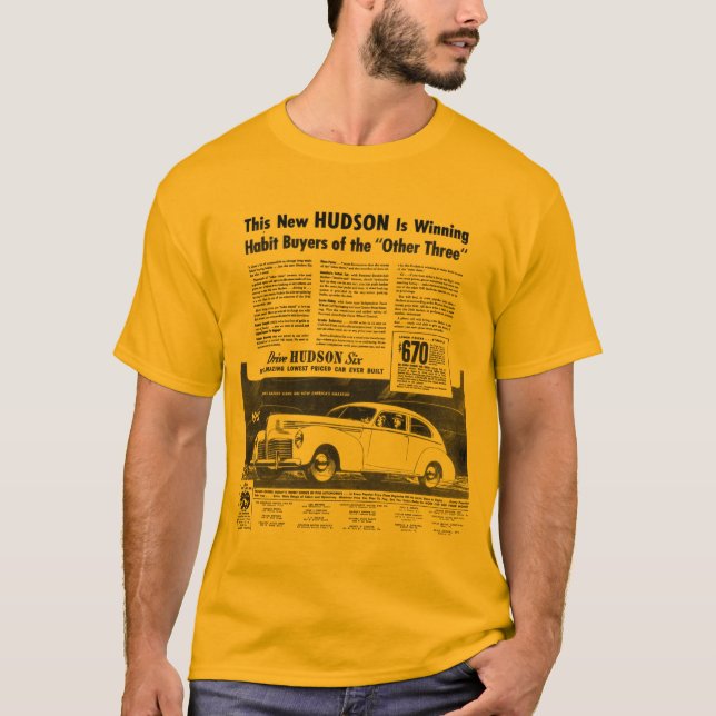 Camiseta O ouro 1940 novo do automóvel de HUDSON (Frente)
