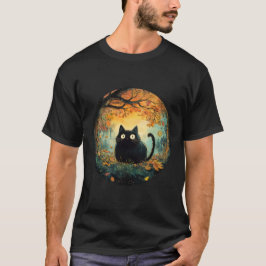Camiseta O outono deixa aconchegante cair o gato preto na m