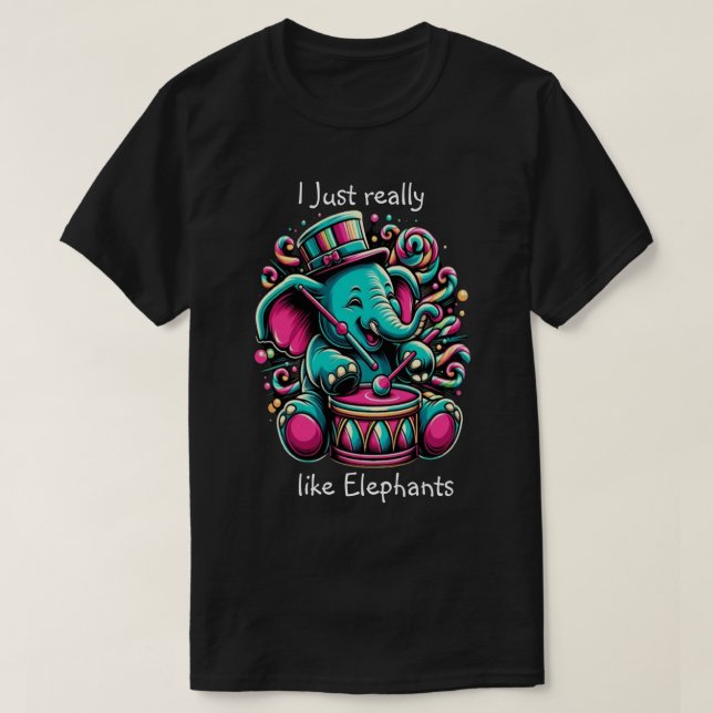 Camiseta O Pachyderme Musical que gosto muito de elefantes (Frente do Design)