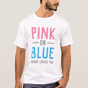 Camiseta O pai cor-de-rosa ou azul ama-o bebê que o géner