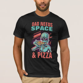 Camiseta O pai PRECISA DE ESPAÇO E PIZZA! Padre Engraçado