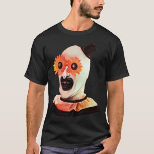 Camiseta O palhaço Art com os óculos de flor branca assusta