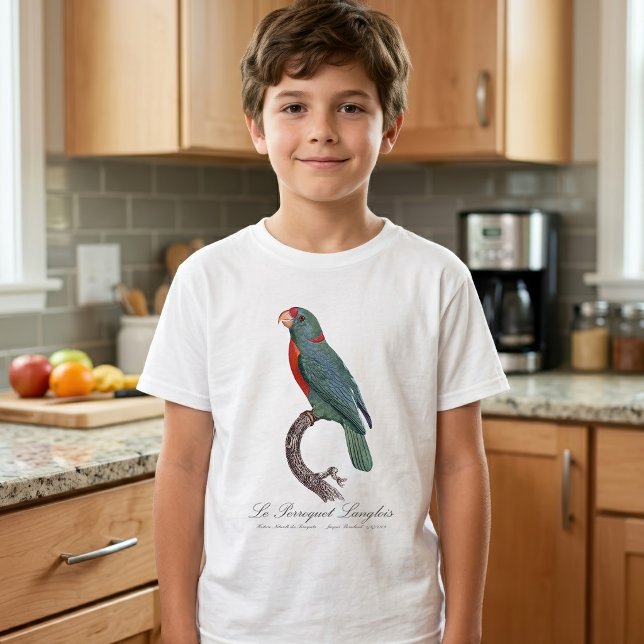 Camiseta O Papagaio Langlois de Jacques Barraband (Le Perroquet Langlois by Jacques Barraband. Boy Basic White T-Shirt)