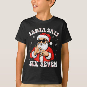 Camiseta O Papai Noel Diz 6 7 Seis Sete Meme Beisebol Númer
