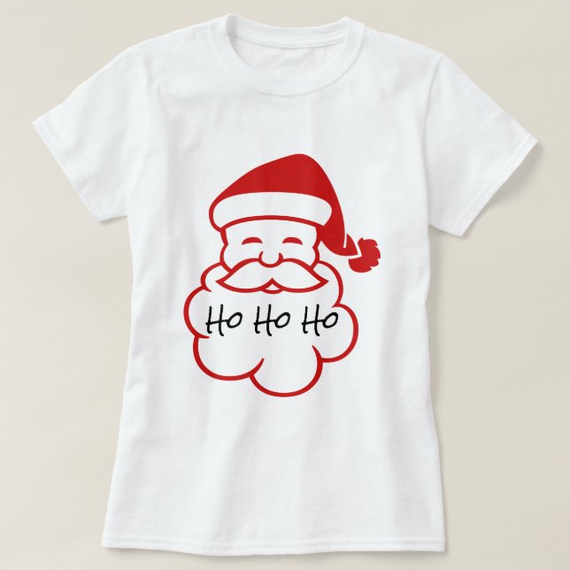 Camiseta O papai noel enfrenta Ho Ho Ho o t-shirt branco (Frente do Design)