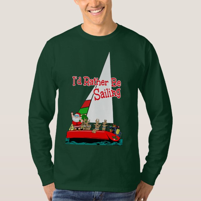 Camiseta O papai noel preferencialmente estaria navegando (Frente)