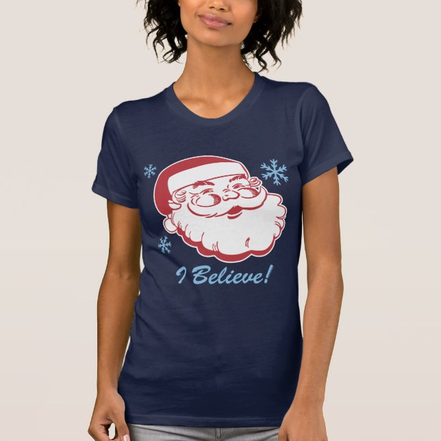 Camiseta O papai noel retro acredita (Frente)