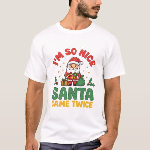 Camiseta O Papai Noel Veio Duas Vezes Design Divertido de N