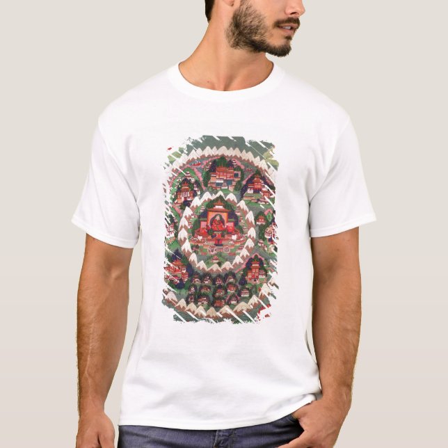Camiseta O paraíso de Shambhala, bandeira tibetana (Frente)