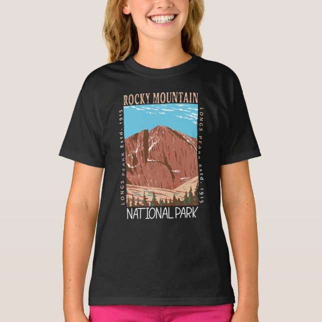 Camiseta O Parque Nacional das Montanhas Rochosas Percorre  (Frente)