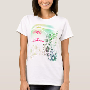 Camiseta O partido de chá de casamento floresce o nome do