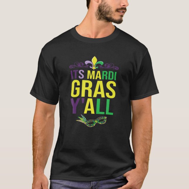Camiseta O Partido Mardi Gras Yall Tee Mardi Gras Mas (Frente)