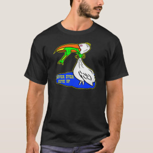 Camiseta O pássaro do bloqueio do sapo dá nunca nunca aci