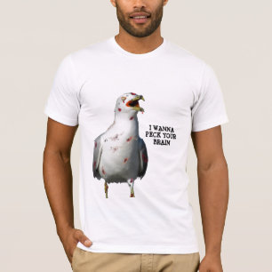 Camiseta O pássaro do zombi quer Peck seu cérebro
