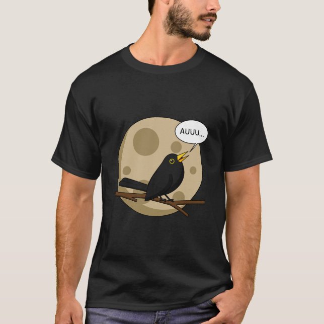 Camiseta O pássaro-negro como a gemida na lua (Frente)