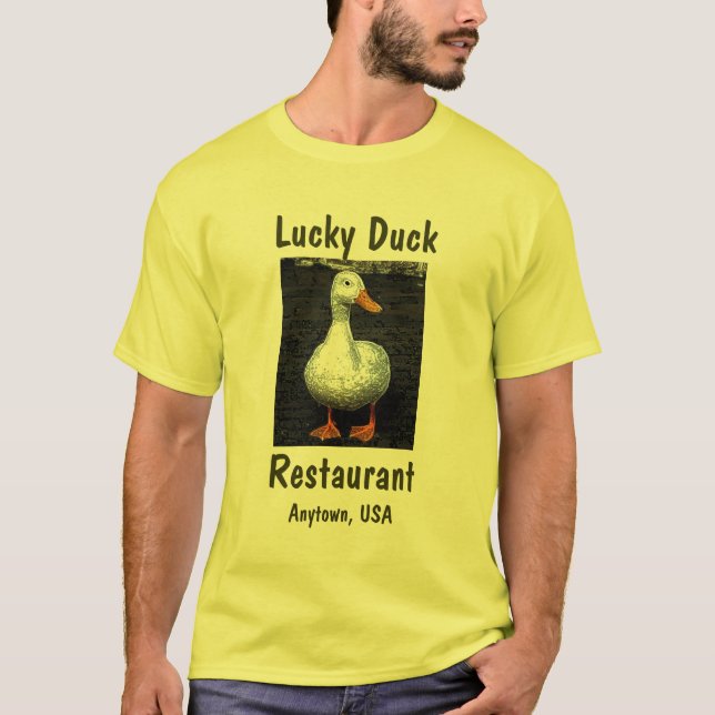 Camiseta O pato afortunado, restaurante, adiciona sua (Frente)