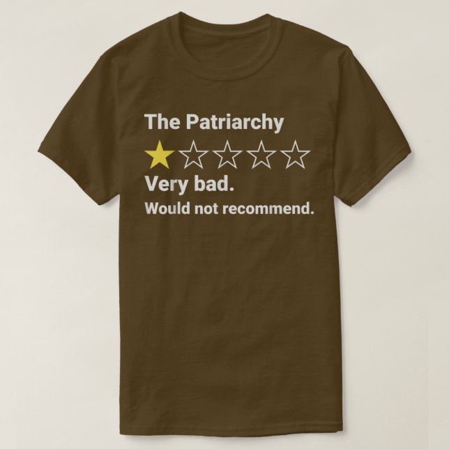 Camiseta O Patriarcado Mau Relatório Não Recomendaria Finan (Frente do Design)