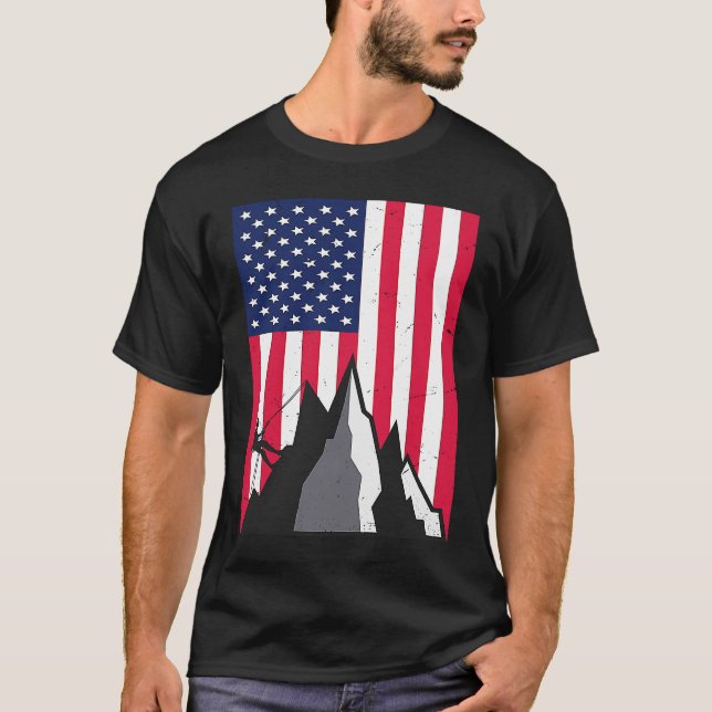 Camiseta O Patriótico Clima Subindo e Escalando a América (Frente)