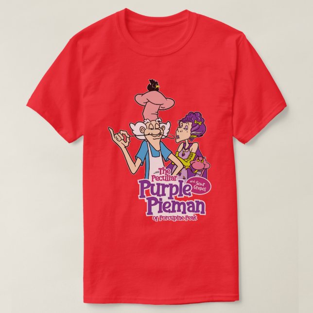 Camiseta O Peculiar Roxo Pie Man (Frente do Design)