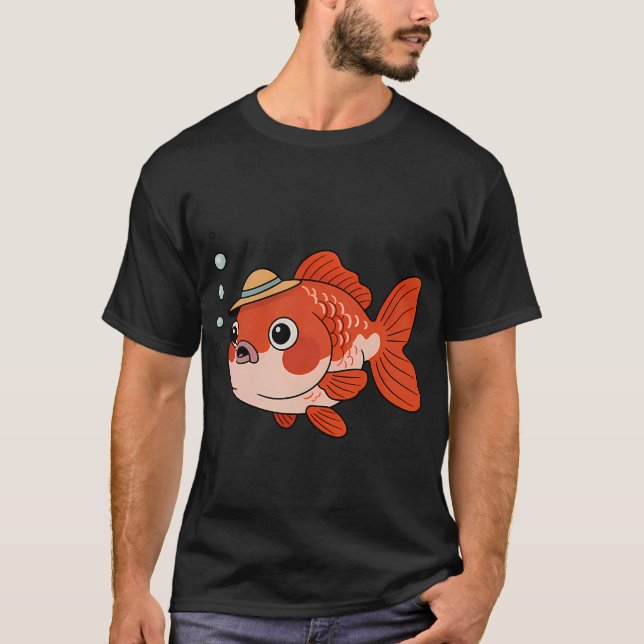 Camiseta O peixe engraçado com o chapéu (Frente)