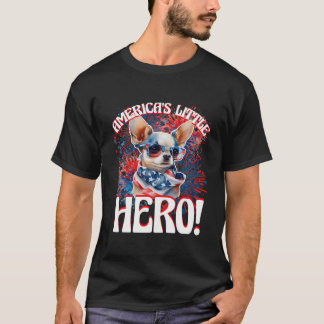 Camiseta O Pequeno Herói Da América Chihuahua Orgulhoso Chi