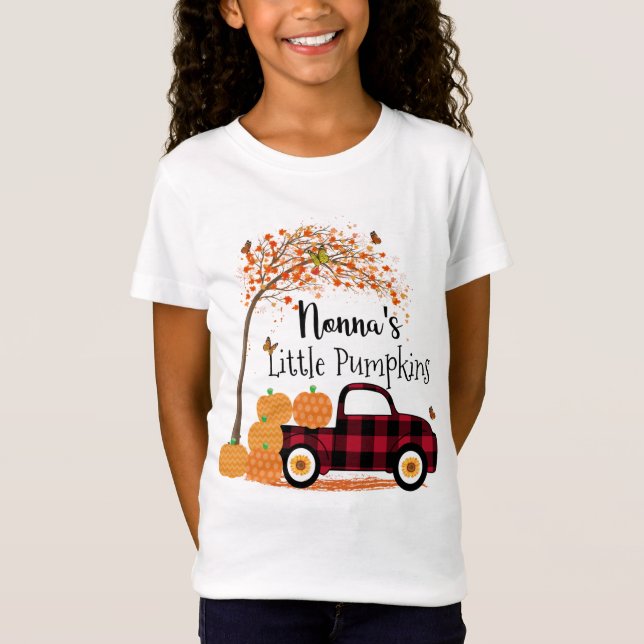 Camiseta O Pequeno Pumpkins Vermelho de Nonna outono (Frente)