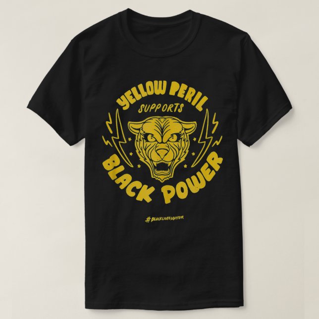 Camiseta O Perigo Amarelo Suporta Energia Preta (Frente do Design)
