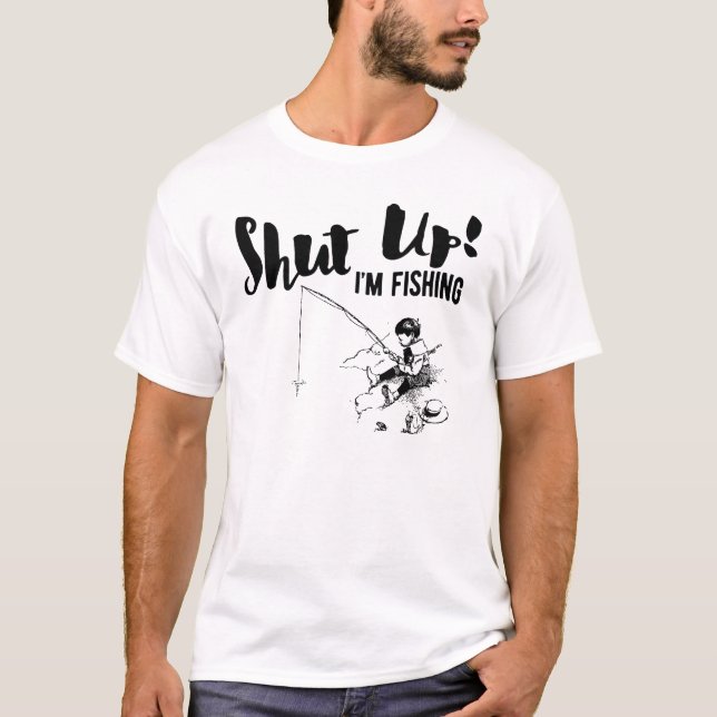 Camiseta O pescador engraçado fechou-me acima está pescando (Frente)