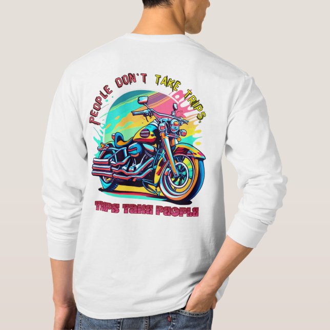Camiseta O Pessoas não faz viagens: bicicleta de estilo ret (Verso)
