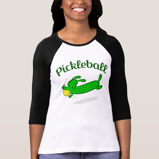 Camiseta O Pickleball das mulheres 3/4 de jérsei da Capa (Frente)