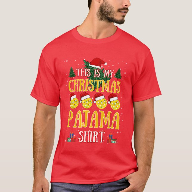 Camiseta O Pickleballhis de Natal É O Meu Segredo De Natal (Frente)