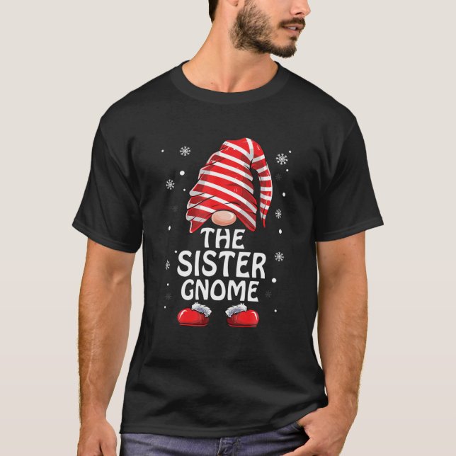 Camiseta O pijama de Natal da Família Irmã Gnomo (Frente)