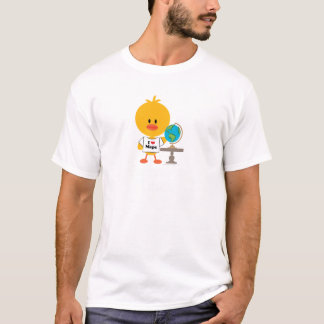 Camiseta O pintinho da geografia caçoa o T do pescoço de