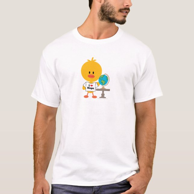 Camiseta O pintinho da geografia caçoa o T do pescoço de (Frente)