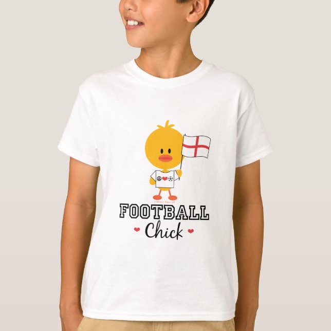 Camiseta O pintinho inglês do futebol do futebol caçoa o (Frente)