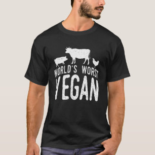 Camiseta O pior vegano do mundo cozinhar de bife de carvão