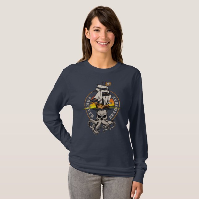 Camiseta O Pirata do Mar | Mulheres Manga Longa (Frente Completa)