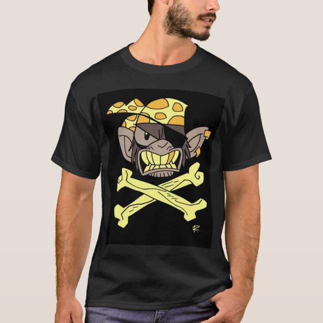 Camiseta O pirata Monkeys o amarelo da bandeira (Frente)