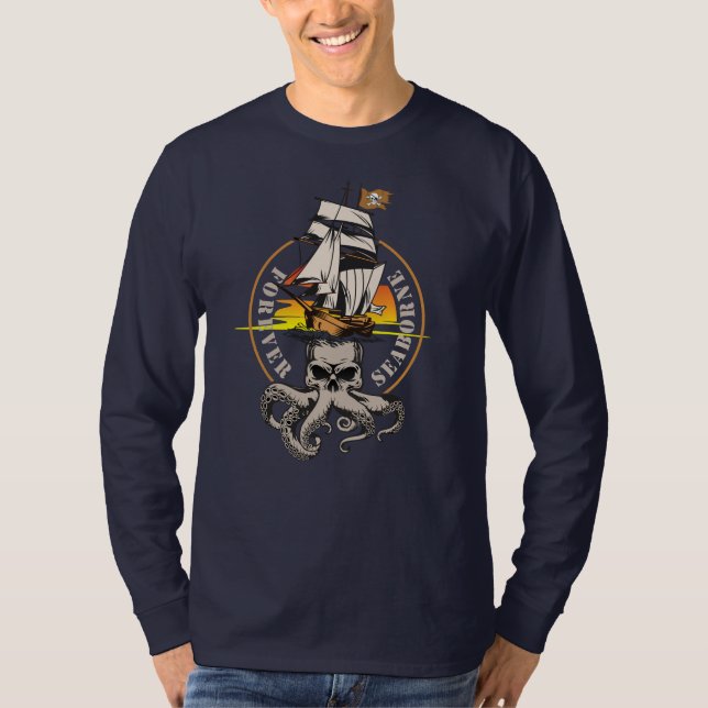 Camiseta O Pirato de Seaborne | Capa longa masculina (Frente)