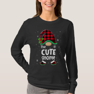 Camiseta O Plaid de Búfalo Gnome Fofo Natal Correspondência