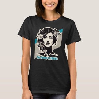 Camiseta O Poder das Mulheres. Cinza e azul