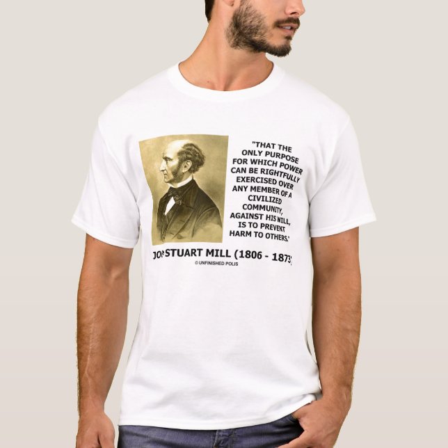 Camiseta O poder de John Stuart Mill impede o dano a outro (Frente)