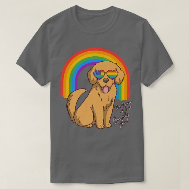 Camiseta O Poder Do Amor Compele Seu Ouro Lgbt Gay (Frente do Design)