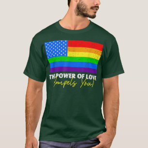 Camiseta O Poder Do Amor Compele Você Lgbt Usa Rainbow 4º