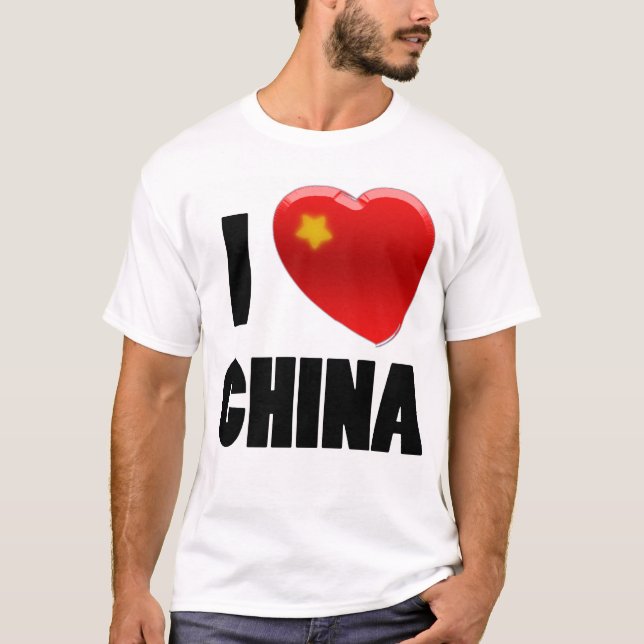 Camiseta o ponto tee007 eu amo China (Frente)