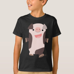 Camiseta O porco de sorriso dos desenhos animados bonitos