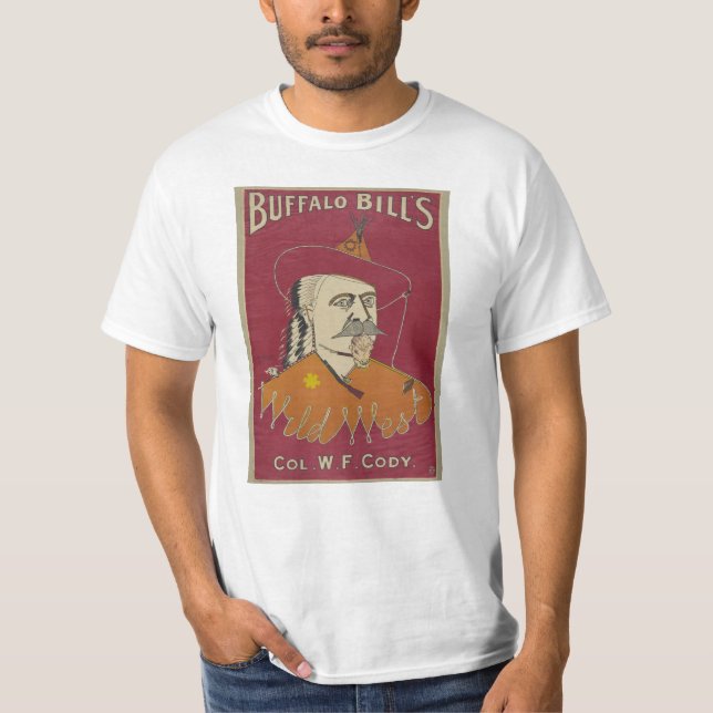 Camiseta O poster ocidental selvagem 1890 de Buffalo Bill (Frente)