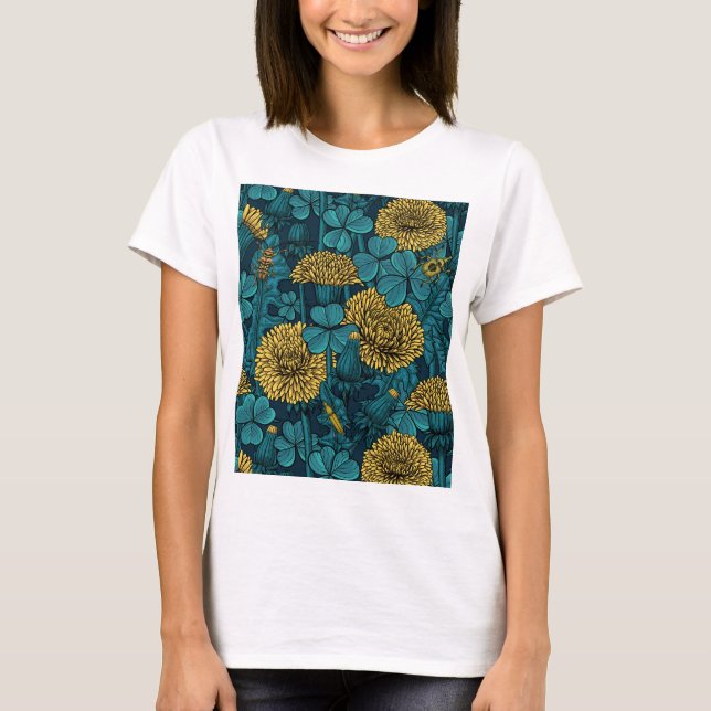Camiseta O prado em amarelo e azul (Frente)
