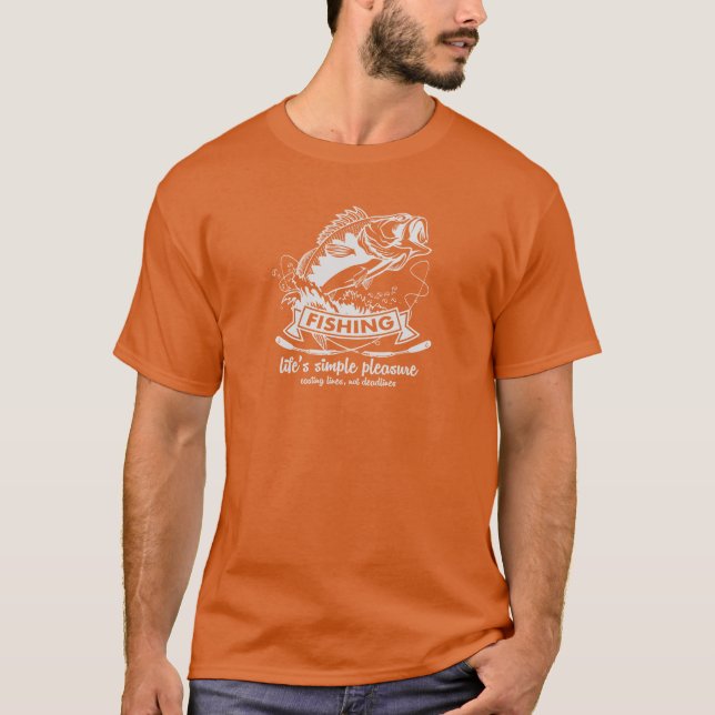 Camiseta O prazer simples da vida de pesca (Frente)