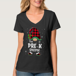 Camiseta O Pré k Gnome Buffalo Plaid Natal Correspondência